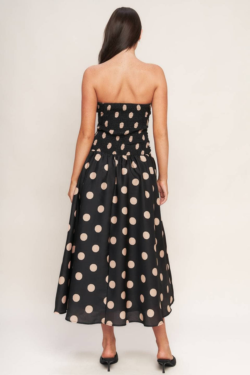 A printed woven midi dress - Black