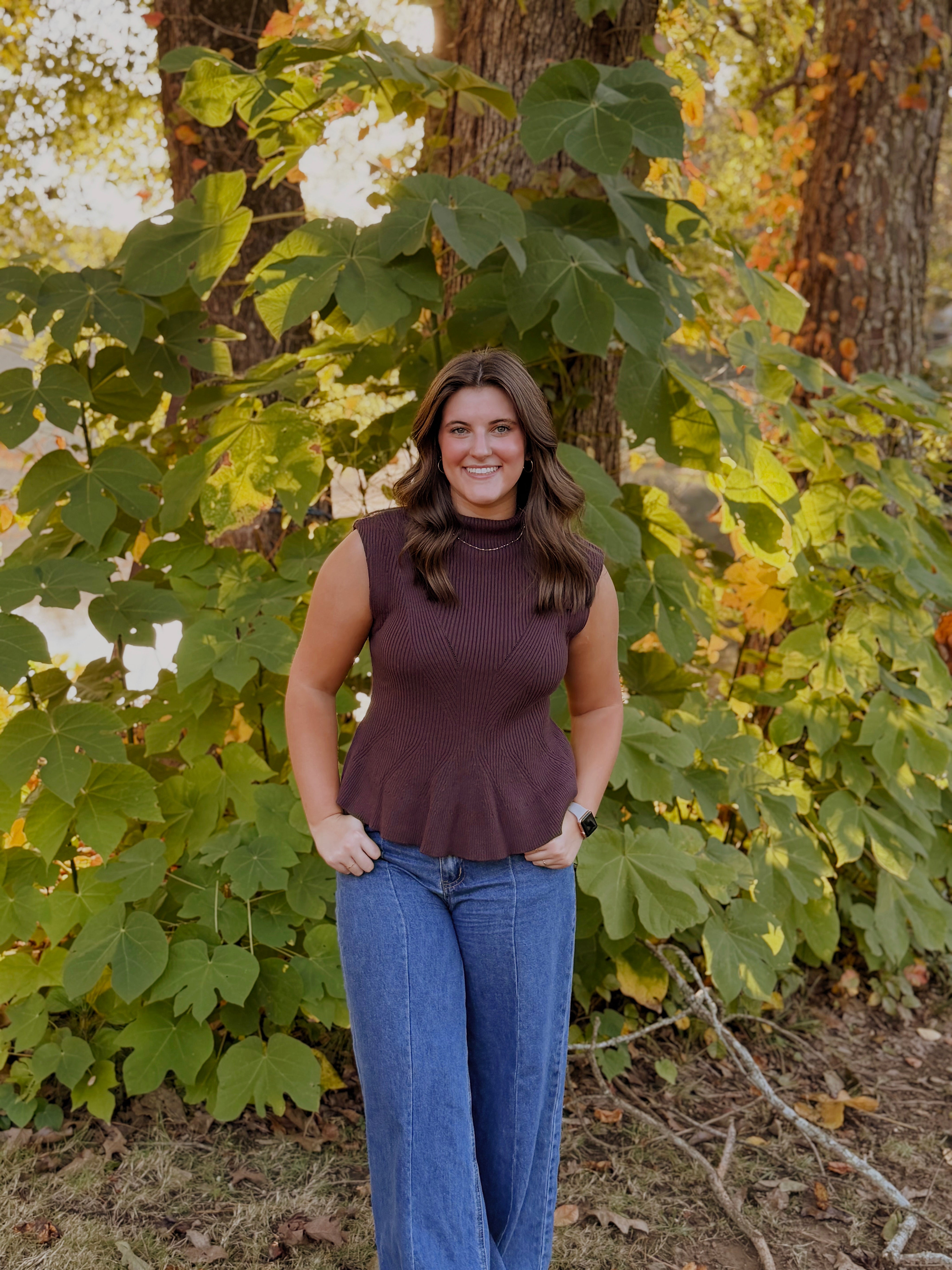 Brown Peplum Top