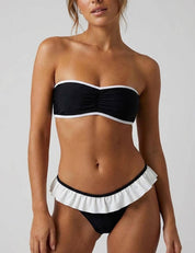 Trendy Strapless Bandeau Bikini 2 Piece Swimwear