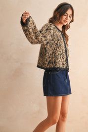 LEOPARD PRINT SWEATER CARDIGAN: LEOPARD