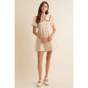 POLKA DOT PETER PAN RUFFLED COLLAR PUFF SLEEVES DRESS