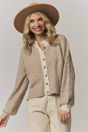 CONTRAST SCALLOP TRIM SWEATER CARDIGAN