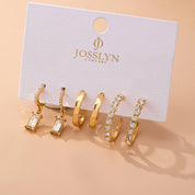 Crystal-Accented Gold Hoop Earring Set