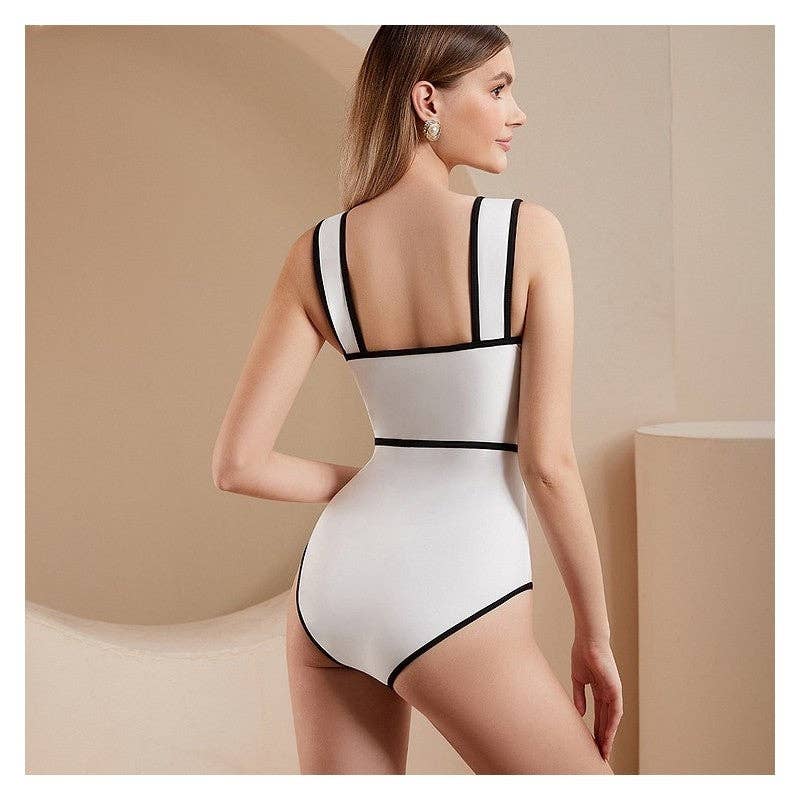 Color Block Two-Piece Swimsuit With Skirt