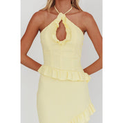 LEMON CRINKLE MAXI DRESS