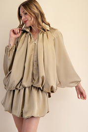 Puffed Bomber Jacket - Taupe