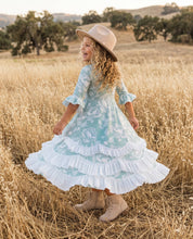 Girls Bella Soft Sage & Winter White Twirl Ruffles Dress