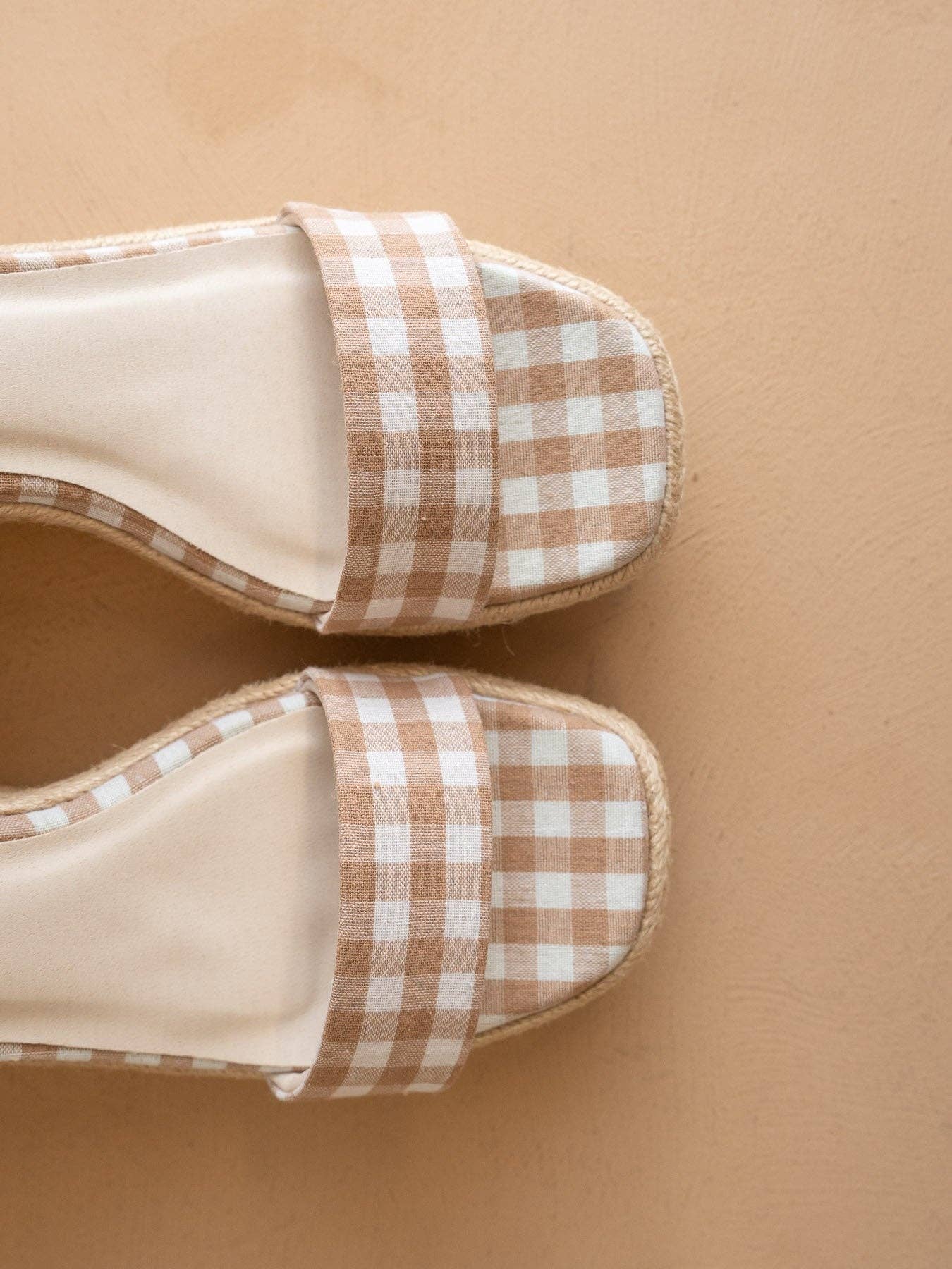 Latte Gingham Wrap Wedge