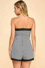 Houndstooth fabric romper: BLACK/WHITE /