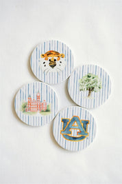 Ceramic Auburn Striped Coasters