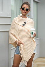 High-Neck Sweater Cape