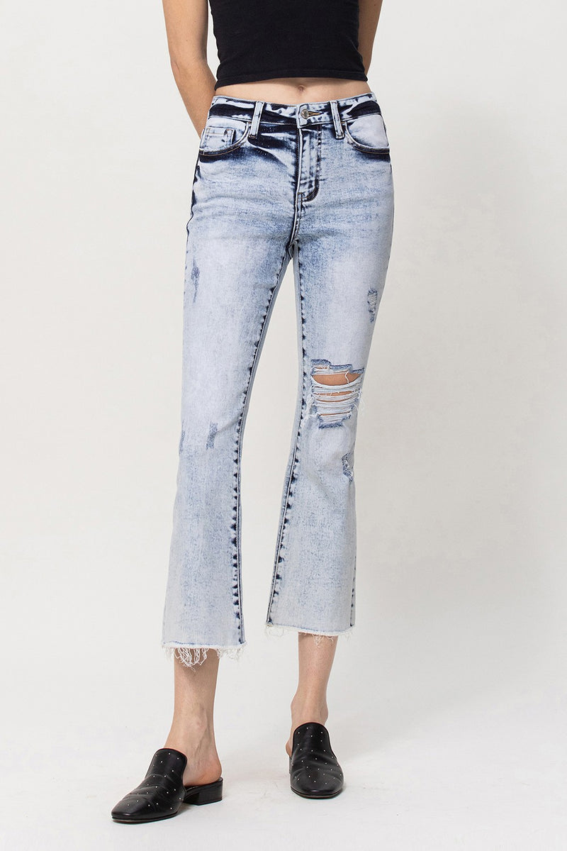 Vervet High Rise Cropped Flare Jean - Light Wash