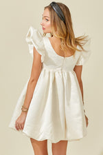 RUFFLE SLEEVE SATIN BUBBLE DRESS