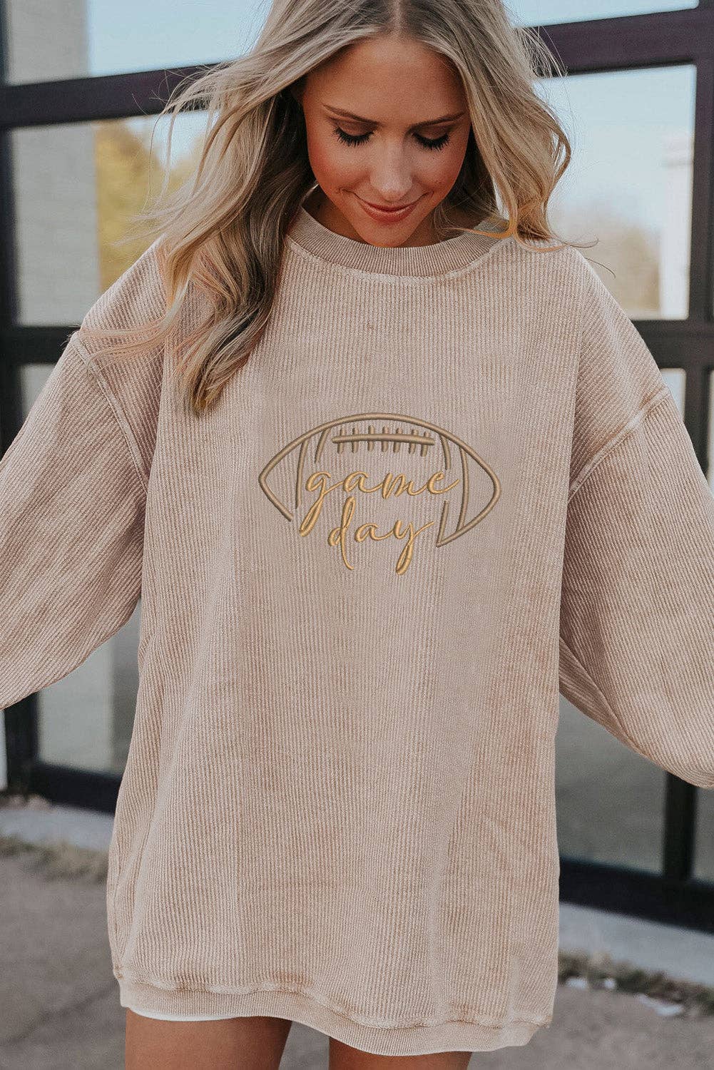 Game Day Embroidered Corduroy Sweatshirt