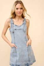 Denim Western Buckle Strap Mini Dress