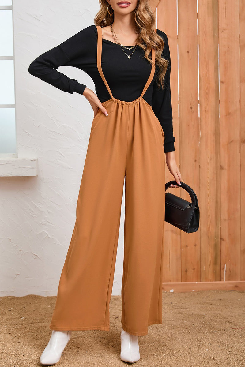 Wide Leg Suspender Pant - Orange