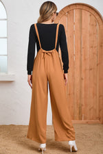 Wide Leg Suspender Pant - Orange