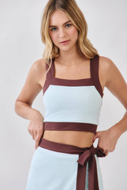 Contrast Trim Square Neck Active Crop Top