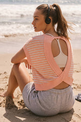 STRIPED FRENCH TERRY OPEN BACK TOP