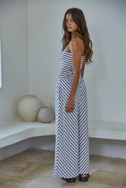 Knit Cotton Spandex Striped Tube Strapless Jumpsuit