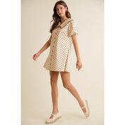 POLKA DOT PETER PAN RUFFLED COLLAR PUFF SLEEVES DRESS