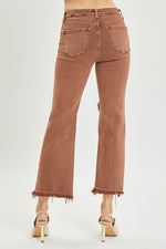 RISEN HIGH RISE DISTRESSED STRAIGHT LEG JEAN