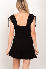 Sleeveless Ruffle Hem Romper - Black