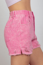 Washed Denim Shorts - Pink