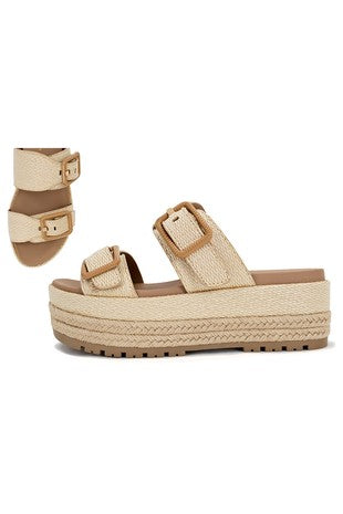 Natural Raffia Platform Sandal