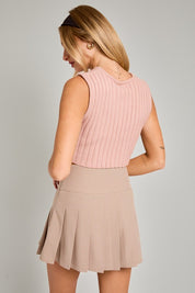 Scarf Hem Sleeveless Sweater - Blush