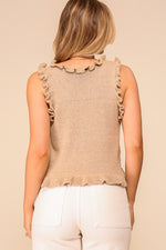 Sleeveless Frill Hem Top - Natural