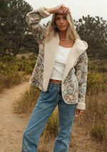 Long Sleeve Hooded Jacket with Pockets: Midnight/Blush