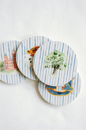 Ceramic Auburn Striped Coasters