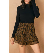 Double Flared Skort: TOFFEE BROWN