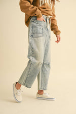 WASHED DENIM PANTS: DENIM