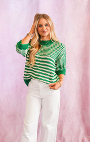 Color Block Drape Sleeve Sweater