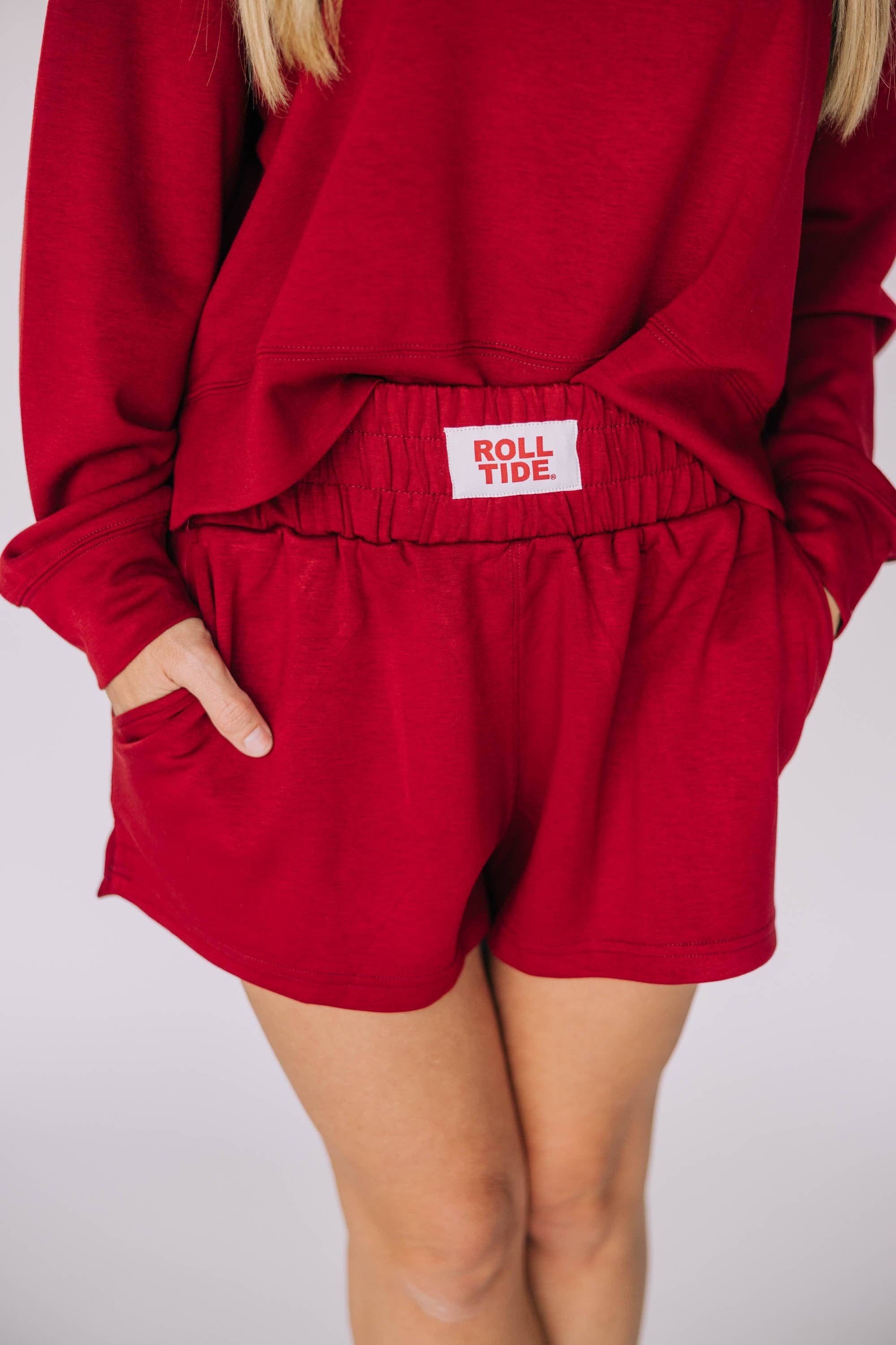 The Ava Airy Shorts Roll Tide Woven Label