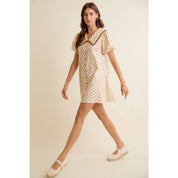 POLKA DOT PETER PAN RUFFLED COLLAR PUFF SLEEVES DRESS