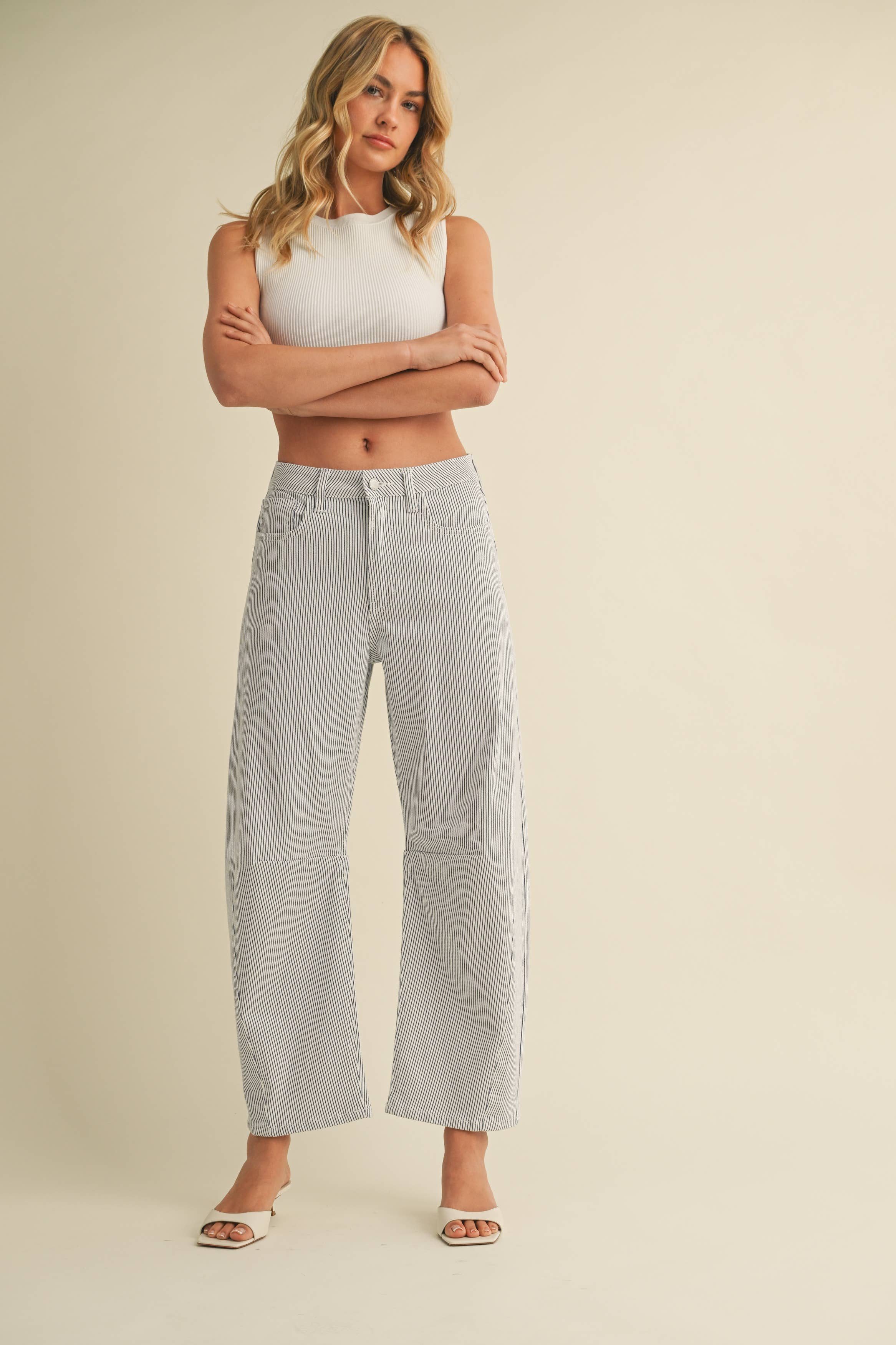 STRIPE - Barrel Jean