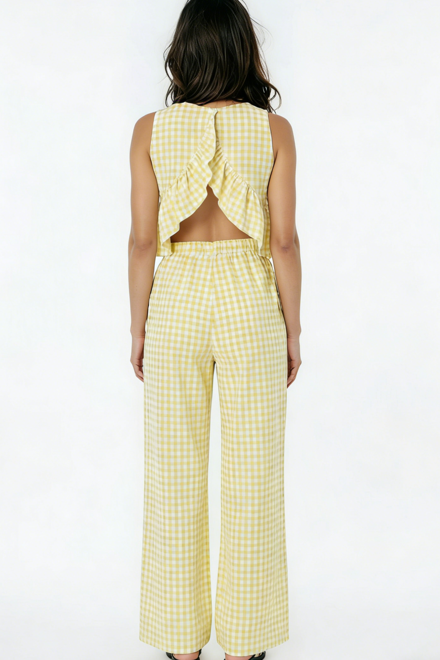 Gingham Pants & Top Set: Yellow