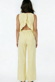 Gingham Pants & Top Set: Yellow
