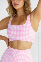 Cherry & checkered workout sports yoga bra top