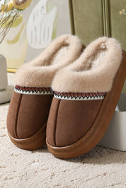 Western Stitching Faux Suede Plush Home Slippers