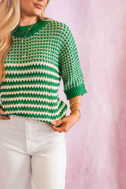 Color Block Drape Sleeve Sweater