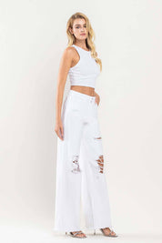 90'S VINTAGE SUPER HIGH RISE LOOSE JEANS | White