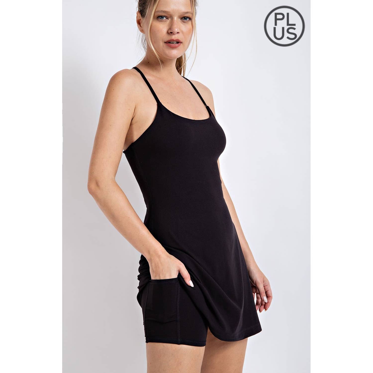 PLUS SIZE BUTTER ADJUSTABLE 2 IN 1 ACTIVE DRESS: