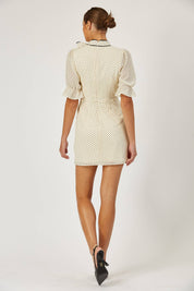 Colette tie neck polka dot dress