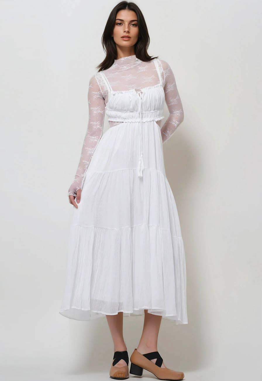 Lux Layering Floral Lace See Through Mesh Top Blouse