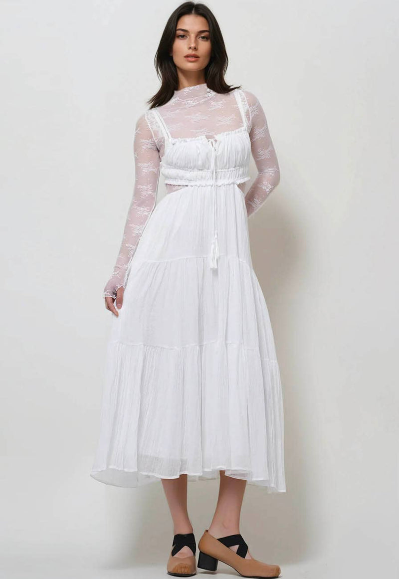 Lux Layering Floral Lace See Through Mesh Top Blouse