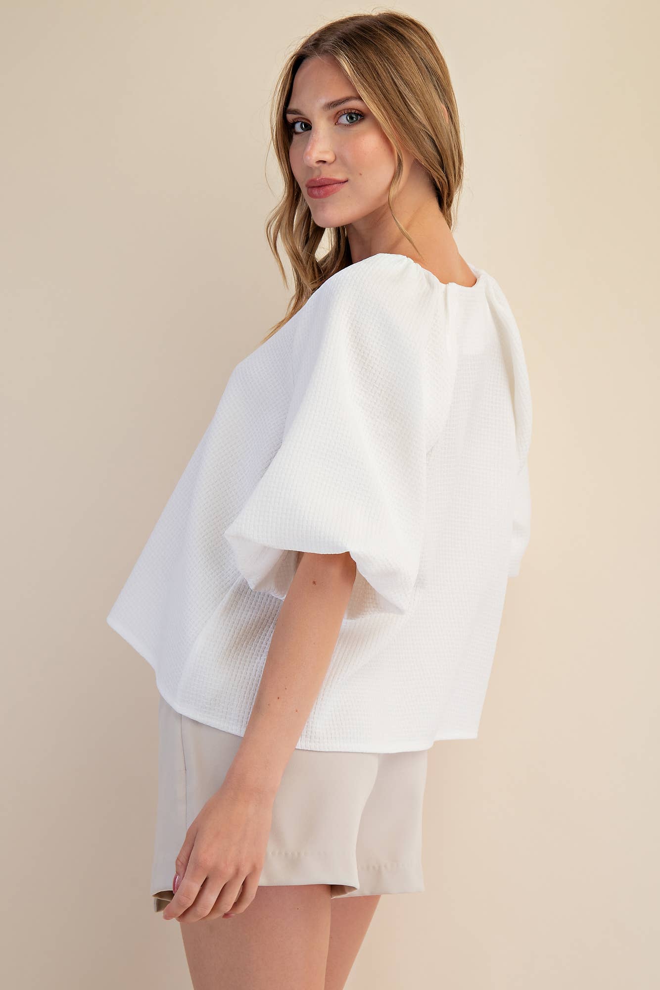 V-Neck Raglan Sleeve Top - White